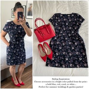 Petite Floral 50s-esque Fitted Waist Wiggle Dress